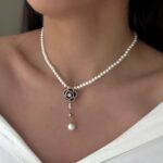 گردنبند مروارید آویز گل - تصویر 2
